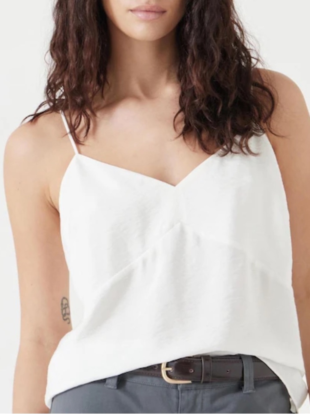Tibi White Rayon V-Neck Slip Camisole Tank Top